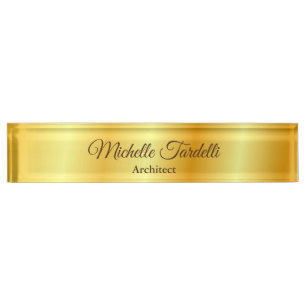 Gold Color Minimalistisch Moderne Skriptkalligrafi Namensplakette