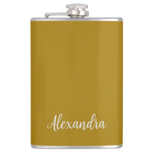 Gold Color Minimalistische Schlichte Add Name Kall Flachmann