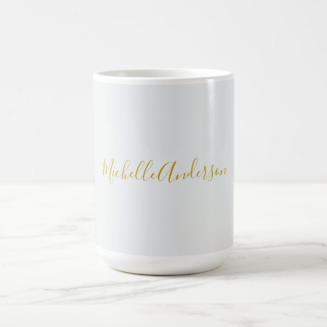 Gold Color Modern Minimalistischer Handschriftname Kaffeetasse (Mittel)