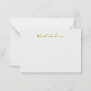 Gold Color Modern Minimalistischer Handschriftname Mitteilungskarte