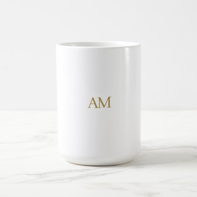 Gold Color Monogram Initials Calligraphy Pro Kaffeetasse (Mittel)