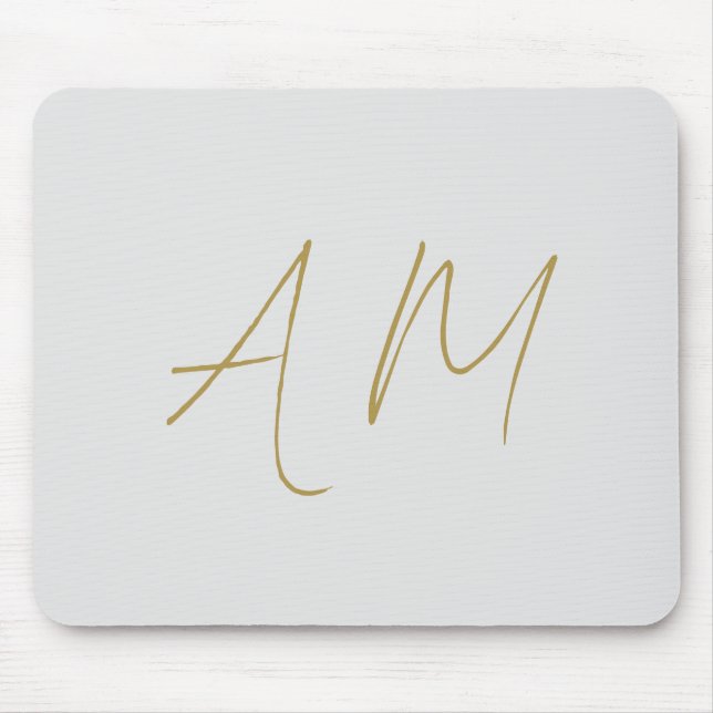 Gold Color Monogram Initials Calligraphy Pro Mousepad (Vorne)