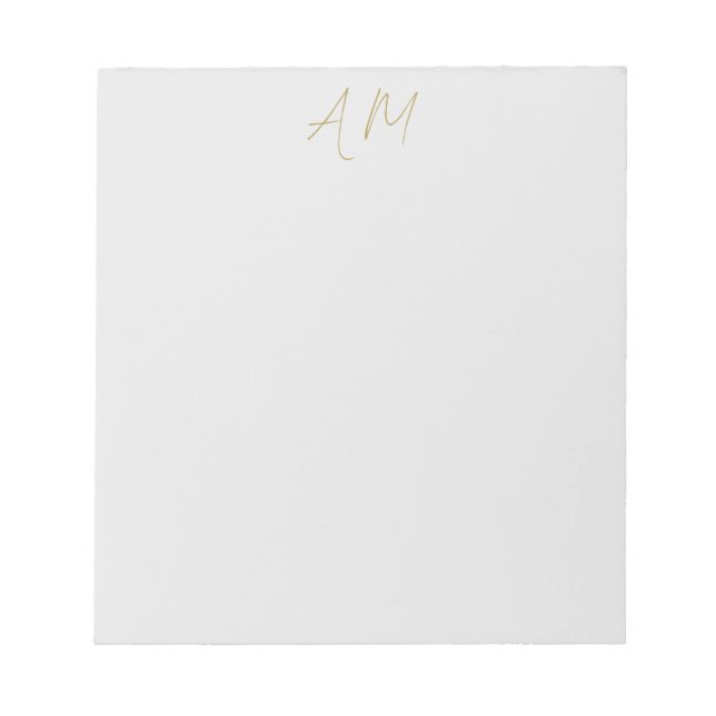 Gold Color Monogram Initials Calligraphy Pro Notizblock (Vorderseite)