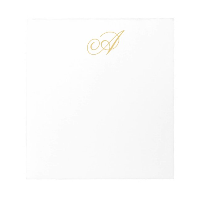 Gold Color Monogram Professional Classical Initial Notizblock (Vorderseite)