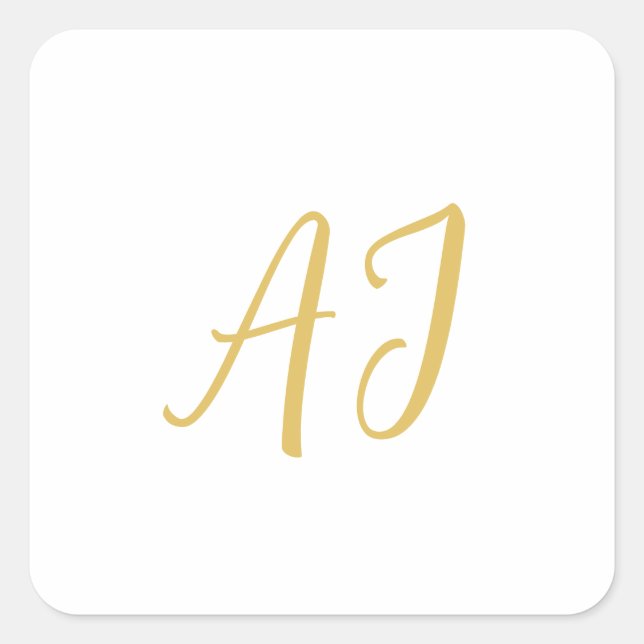 Gold Color Monogram Professional Classical Initial Quadratischer Aufkleber (Vorderseite)