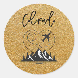 Gold Colorado Passport Runder Aufkleber