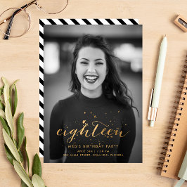 Gold Confetti 18. Geburtstag Foto Einladung