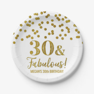 Gold Confetti 30 und fabulous Pappteller