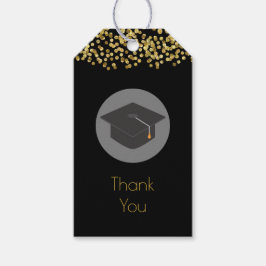 Gold Confetti & Abschluss CapDanke Geschenkanhänger