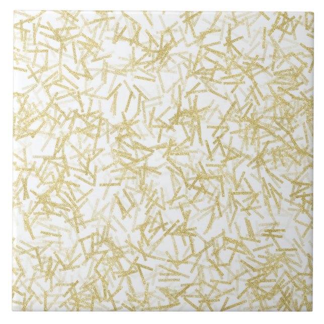 Gold Confetti Abstrakt Fliese (Vorderseite)