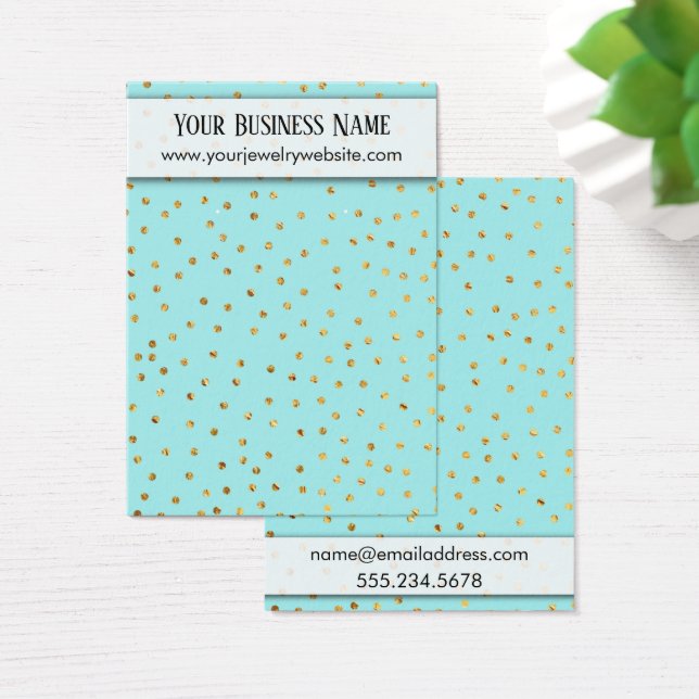 Gold Confetti & Aqua Earring Display Cards (Schreibtisch)