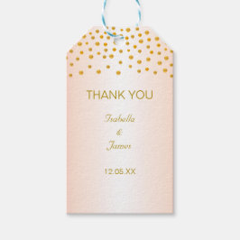 Gold Confetti auf Black & Rose Gold Geschenkanhänger