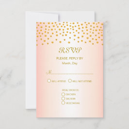 Gold Confetti auf Black & Rose RSVP Karte
