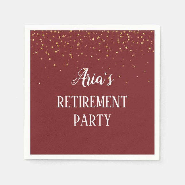 Gold Confetti auf Burgund Party Napkins Serviette (Vorderseite)