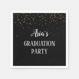 Gold Confetti auf der Black Graduation Party Napki Serviette