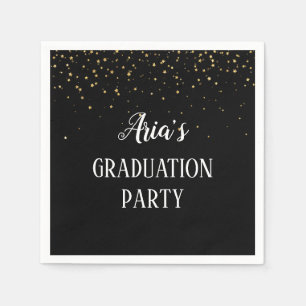 Gold Confetti auf der Black Graduation Party Napki Serviette