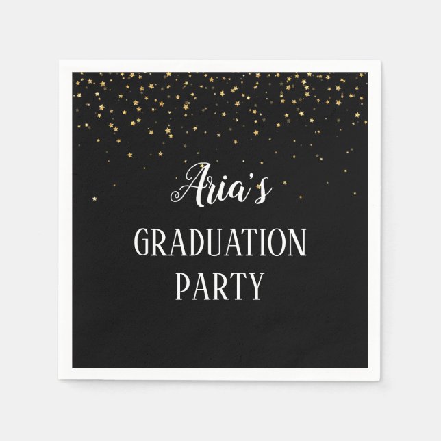Gold Confetti auf der Black Graduation Party Napki Serviette (Vorderseite)