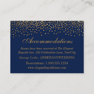 Gold Confetti auf Hochzeitskarten der Marine Begleitkarte