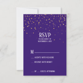 Gold Confetti auf Lila RSVP-Karte RSVP Karte