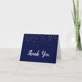 Gold Confetti auf Navy Blue Danke-Card Dankeskarte