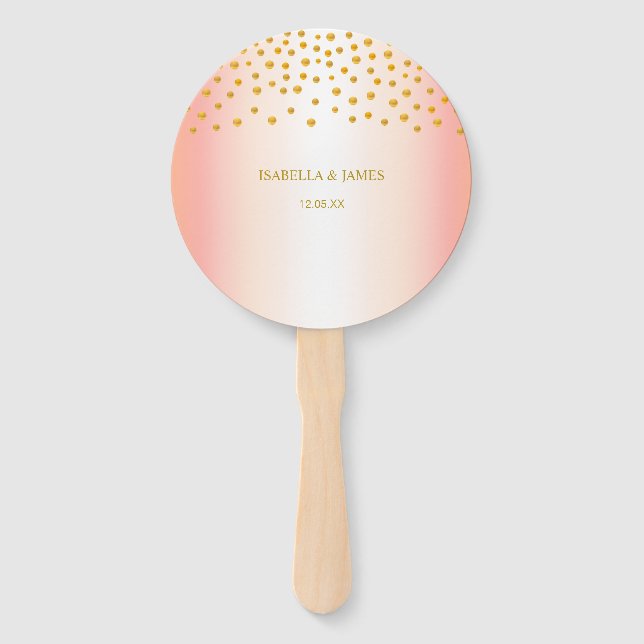 Gold Confetti auf Rose Gold Fächer (Vorderseite)