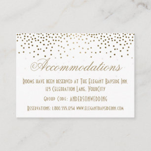 Gold Confetti auf weißen Hochzeitskarten Begleitkarte