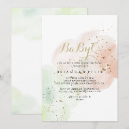 Gold Confetti BabyQ Baby Shower Barbecue Einladung