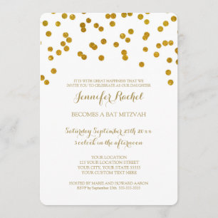 Gold Confetti Bat Mitzvah Einladungen