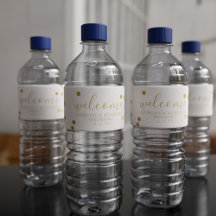 Gold Confetti Begrüßung Wasserflaschen Labels