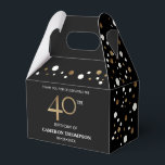 Gold Confetti Black 40. Geburtstag Funchbox Geschenkschachtel<br><div class="desc">Feiern Sie mit unserer Gold Confetti Black 40th Birthday Gefallen Box einen Meilenstein Geburtstag im Stil! Dieses elegante und klassische Design verbindet Gold, Schwarz und Weiß mit einem eleganten Ambiente und schafft so den perfekten Rahmen für ein fabelhaftes 40-jähriges Jubiläum. Personalisieren und anpassen Sie diese Gunst-Box mit dem Namen des...</div>