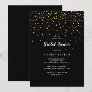 Gold Confetti   Black Bridal Shower Einladung