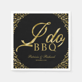 Gold Confetti Black I Do GRILLEN Engagement Party Serviette