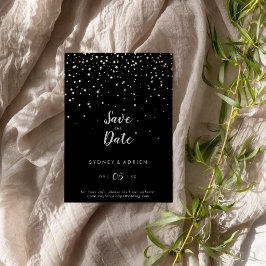 Gold Confetti|Black Save the Date Real Gold Folieneinladung