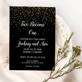 Gold Confetti|Black Two wird eine Hochzeit Gold Folieneinladung