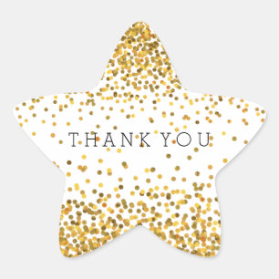 Gold Confetti Bling Vielen Dank Stern-Aufkleber