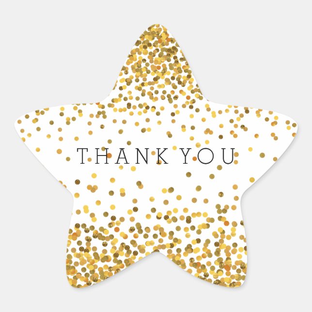 Gold Confetti Bling Vielen Dank Stern-Aufkleber (Vorderseite)