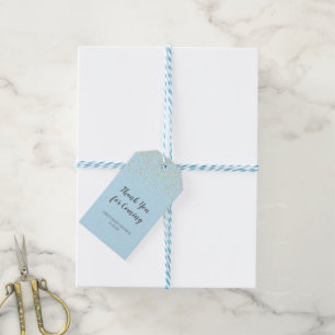 Gold Confetti Blue Baby Dusche Vielen Dank für Ihr Geschenkanhänger