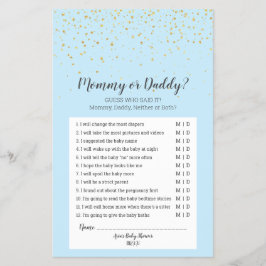 Gold Confetti Blue Baby Shower Mommy oder Daddy Ga Flyer