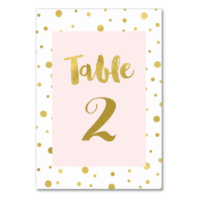 Gold Confetti Blush Mariage Tableau Numéro Cartes (Par défaut)