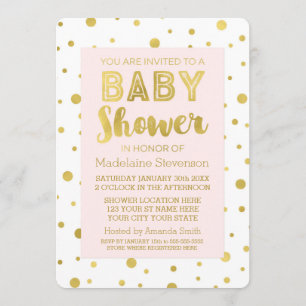 Gold Confetti Blush Pink Babydusche Einladungen