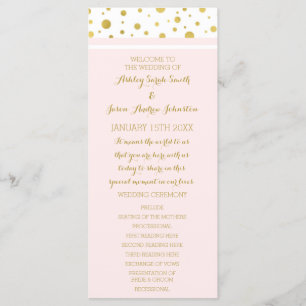 Gold Confetti Blush Pink Hochzeitsprogramm Programm