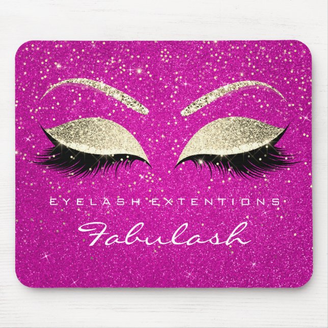 Gold Confetti Branding Beauty Hot Pink Lashes Mousepad (Vorne)