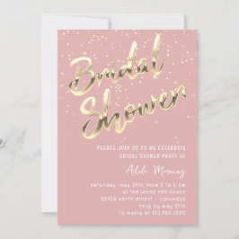 Gold Confetti Brautparty Script Rosa Rose Powder Einladung