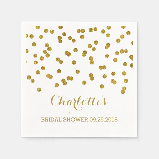 Gold Confetti Brautparty Serviette (Vorderseite)