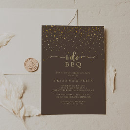 Gold Confetti Brown I GRILLEN Engagement Party Einladung