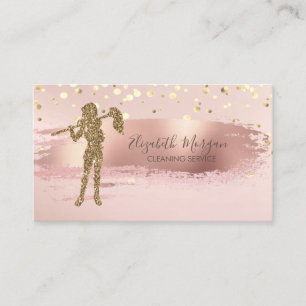Gold Confetti, Brush Stroke Glitzer Reinigung Lady Visitenkarte