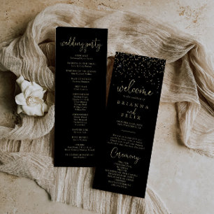 Gold Confetti Calligrafy Extravagant Script Weddin Programm