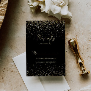Gold Confetti Calligraphie Script fantaisie RSVP