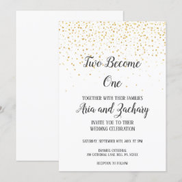 Gold Confetti Calligraphie Two wird eine Hochzeit Einladung