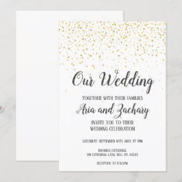 Gold Confetti Calligraphie Unsere Einladung zur Ho